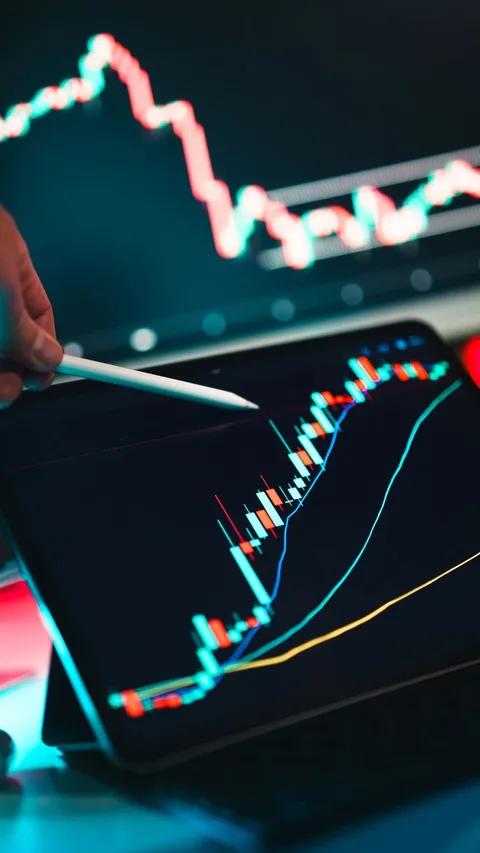 Cryptocurrency trading chart on screen
