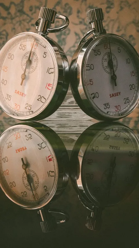 Classic chrome stopwatch on wood