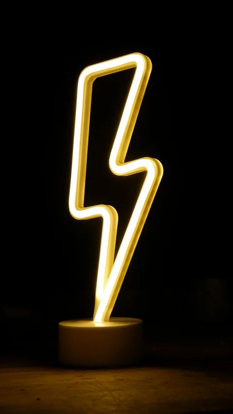 Neon electric lightning bolt sign