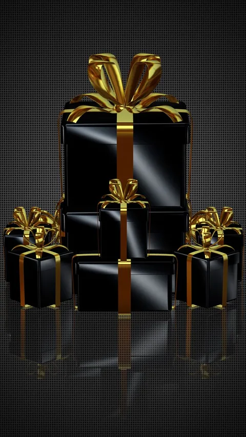 Wrapped gift box with satin ribbon
