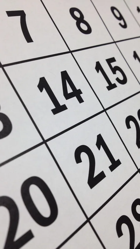Wall calendar with marked dates